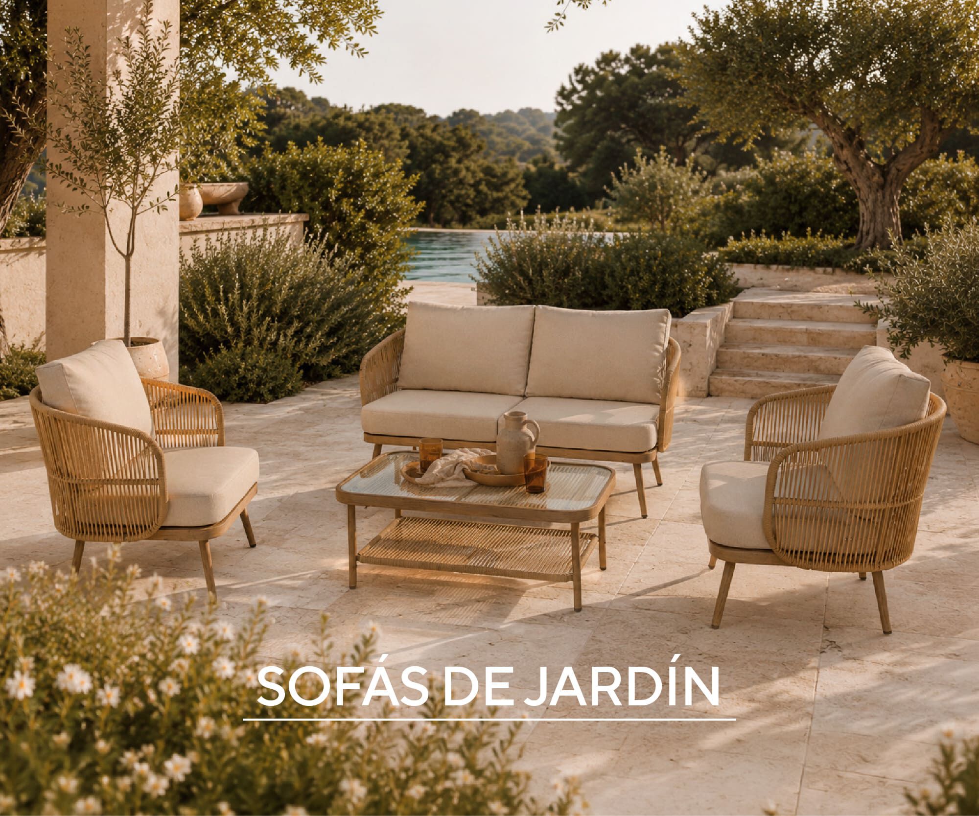 Conjunto de sof&aacute;s de jard&iacute;n